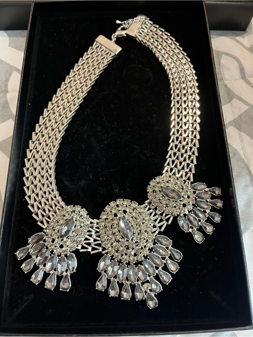 Park Lane Prince Silver Crystal Statement Necklace - Women Jewelry